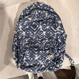 Billabong Navy and White Patterned Canvas Backpack